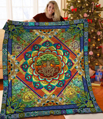 litzzy Tree Of Life Fleece Blanket HQT2011273 Quilt Blanket   