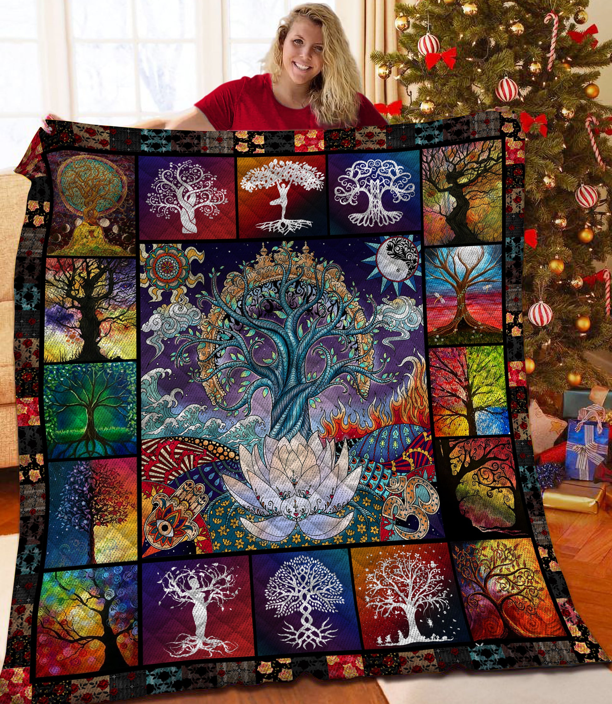litzzy Tree Of Life Fleece Blanket HQT2011278 Quilt Blanket   