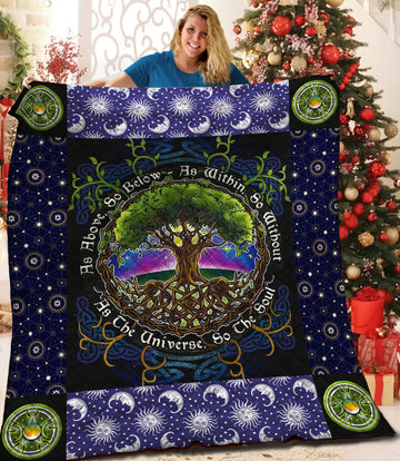 litzzy Tree Of Life Fleece Blanket HQT2011280 Quilt Blanket   