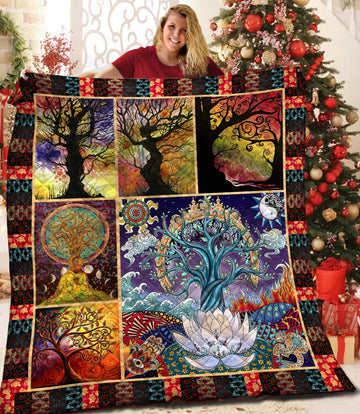 litzzy Tree Of Life  Fleece Blanket HQT2011285 Quilt Blanket   