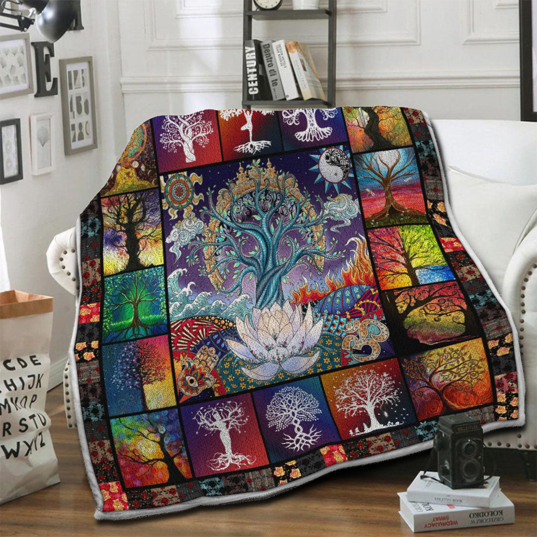 litzzy Tree Of Wisdom Fleece Blanket HST19101178 Fleece Blanket   