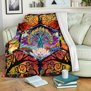 litzzy Tree Of Life Fleece Blanket HST1910199 Fleece Blanket   