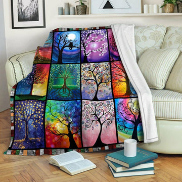 litzzy Tree Of Life HQT1410244 Fleece Blanket Fleece Blanket   
