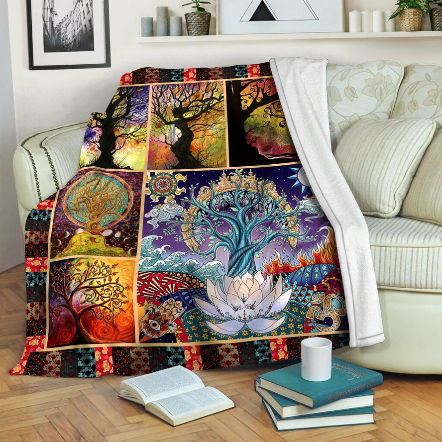 litzzy Tree Of Life HQT1410246 Fleece Blanket Fleece Blanket   