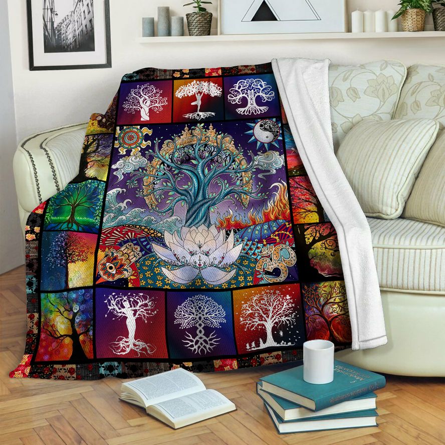 litzzy Tree Of Life HQT1410248 Fleece Blanket Fleece Blanket   