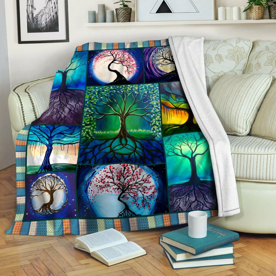 litzzy Tree Of Life HQT1410251 Fleece Blanket Fleece Blanket   