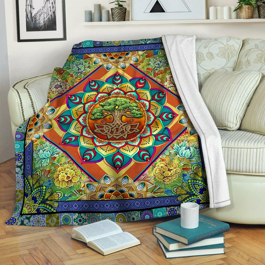 litzzy Tree Of Life HQT1410262 Fleece Blanket Fleece Blanket   