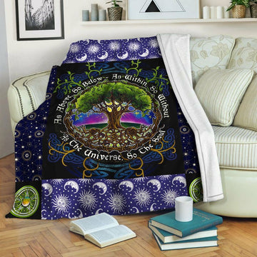 litzzy Tree Of Life HQT16101229 Fleece Blanket Fleece Blanket   