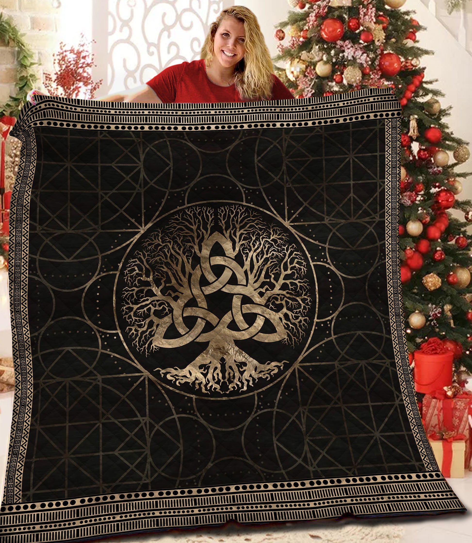 litzzy Tree Of Life Fleece Blanket LML241004VT Quilt Blanket   