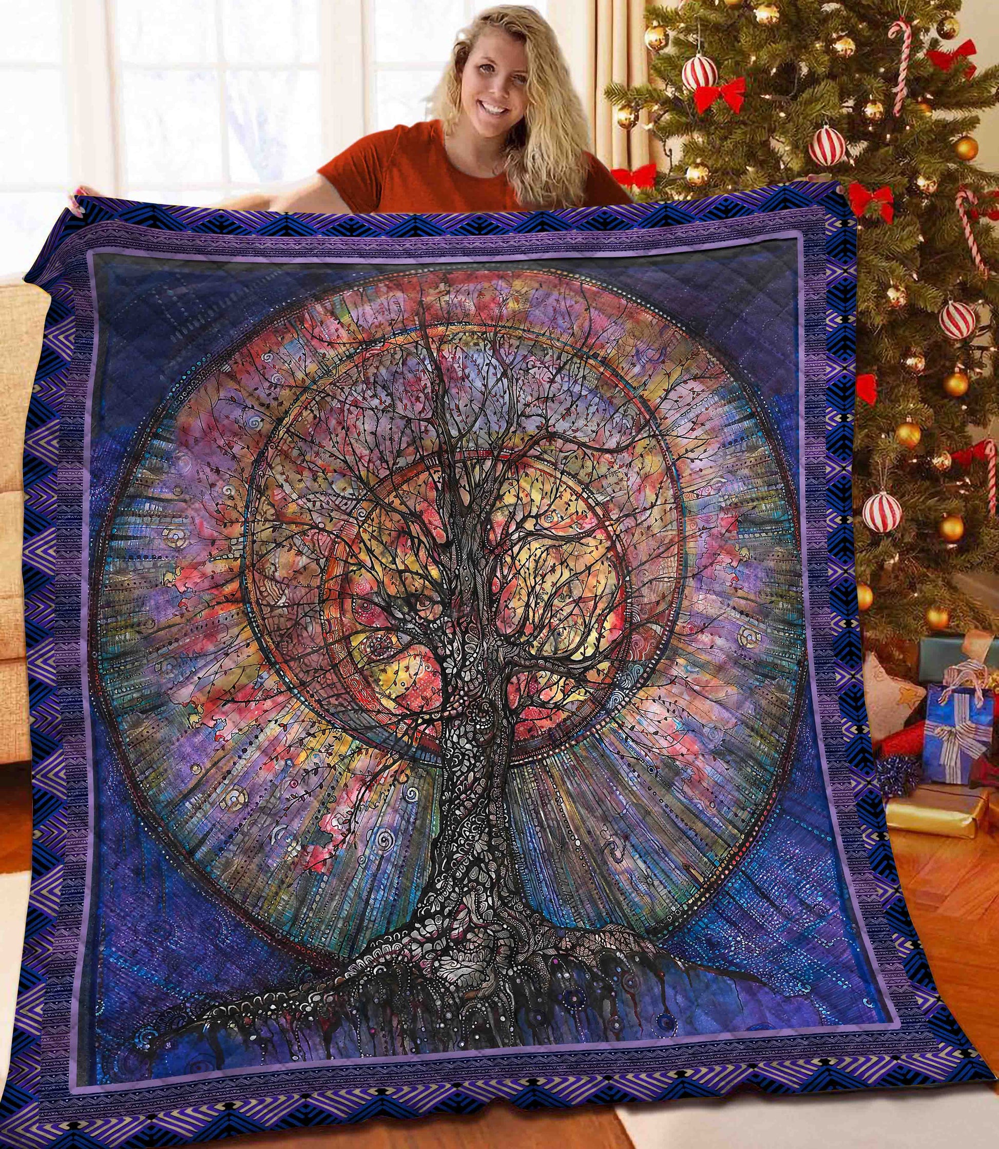 litzzy Tree Of Life Fleece Blanket LML251001TD Quilt Blanket   