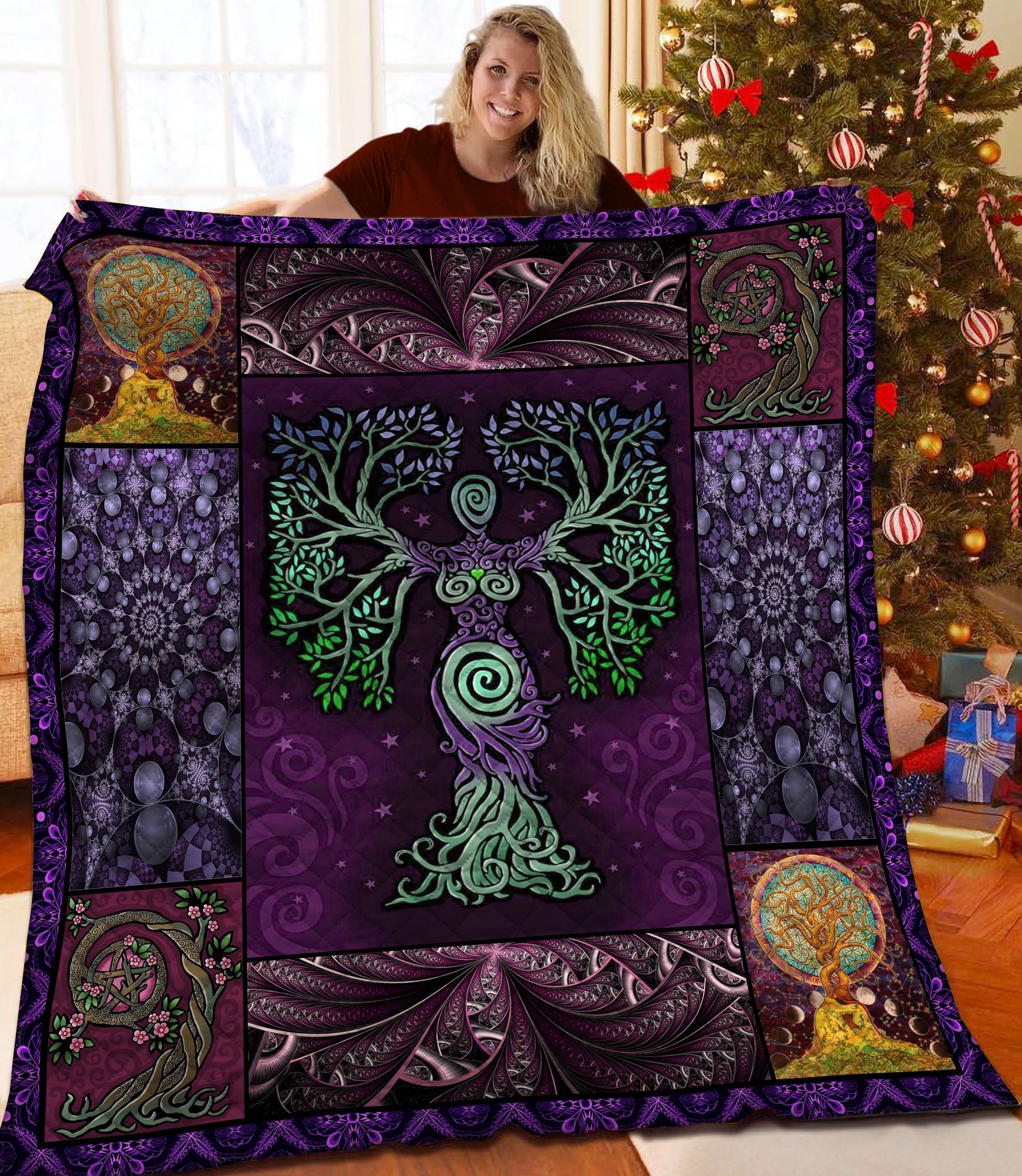 litzzy Tree Of Life HQT1410261 Fleece Blanket Quilt Blanket   