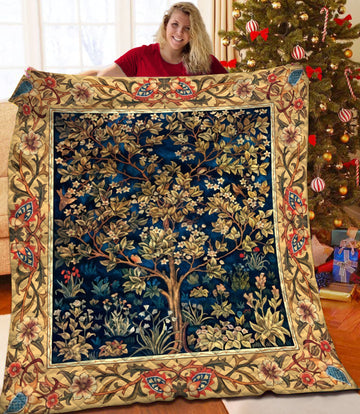litzzy Tree Of Life HQT1510054 Fleece Blanket Quilt Blanket   