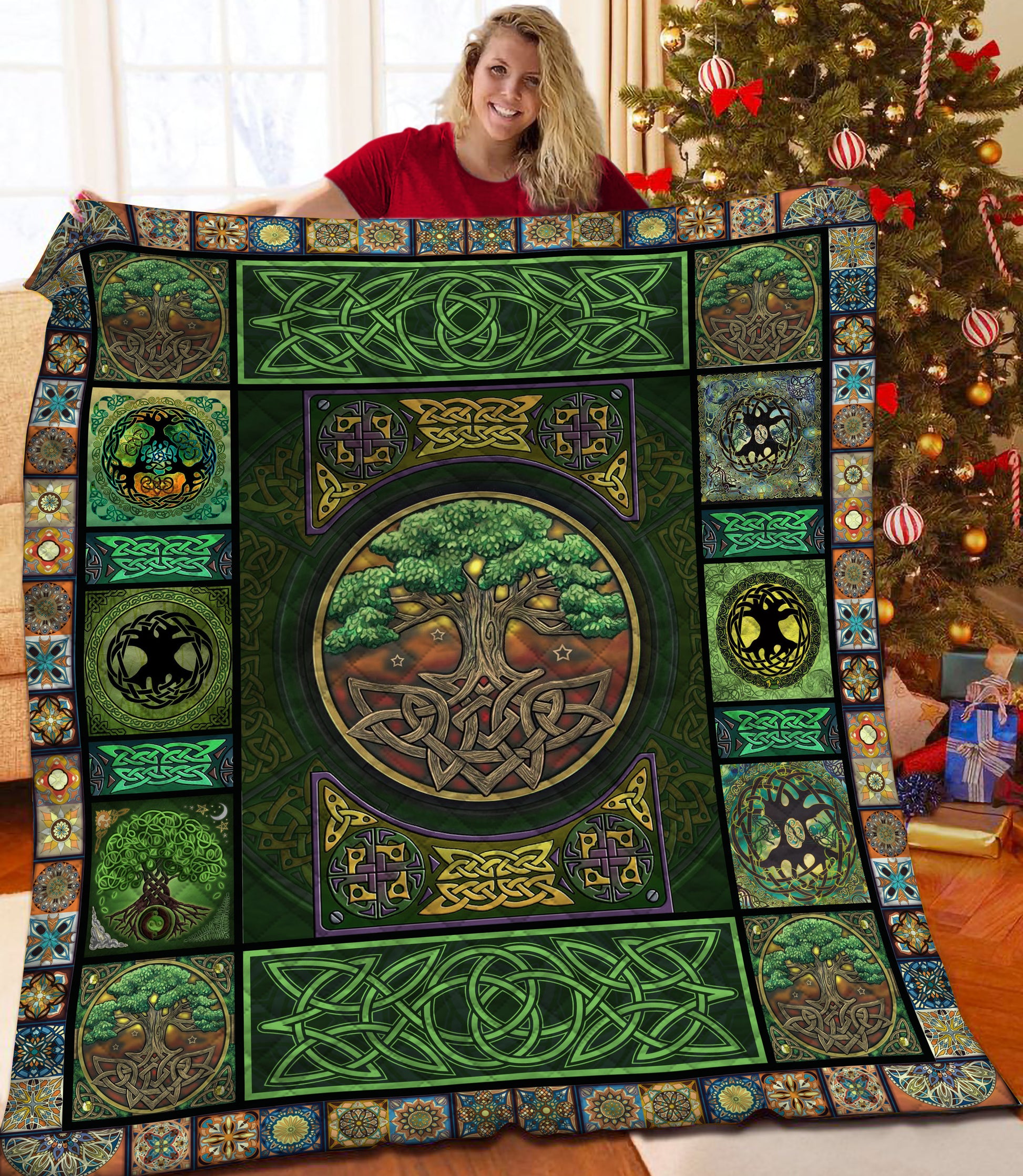 litzzy Tree Of Life HQT1510069 Fleece Blanket Quilt Blanket   