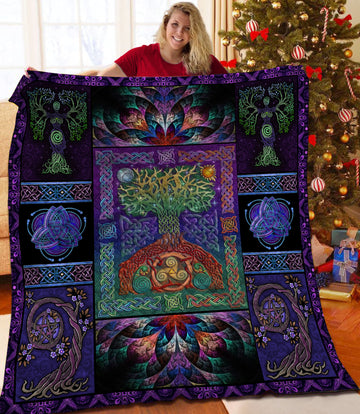 litzzy Tree Of Life HQT1510070 Fleece Blanket Quilt Blanket   