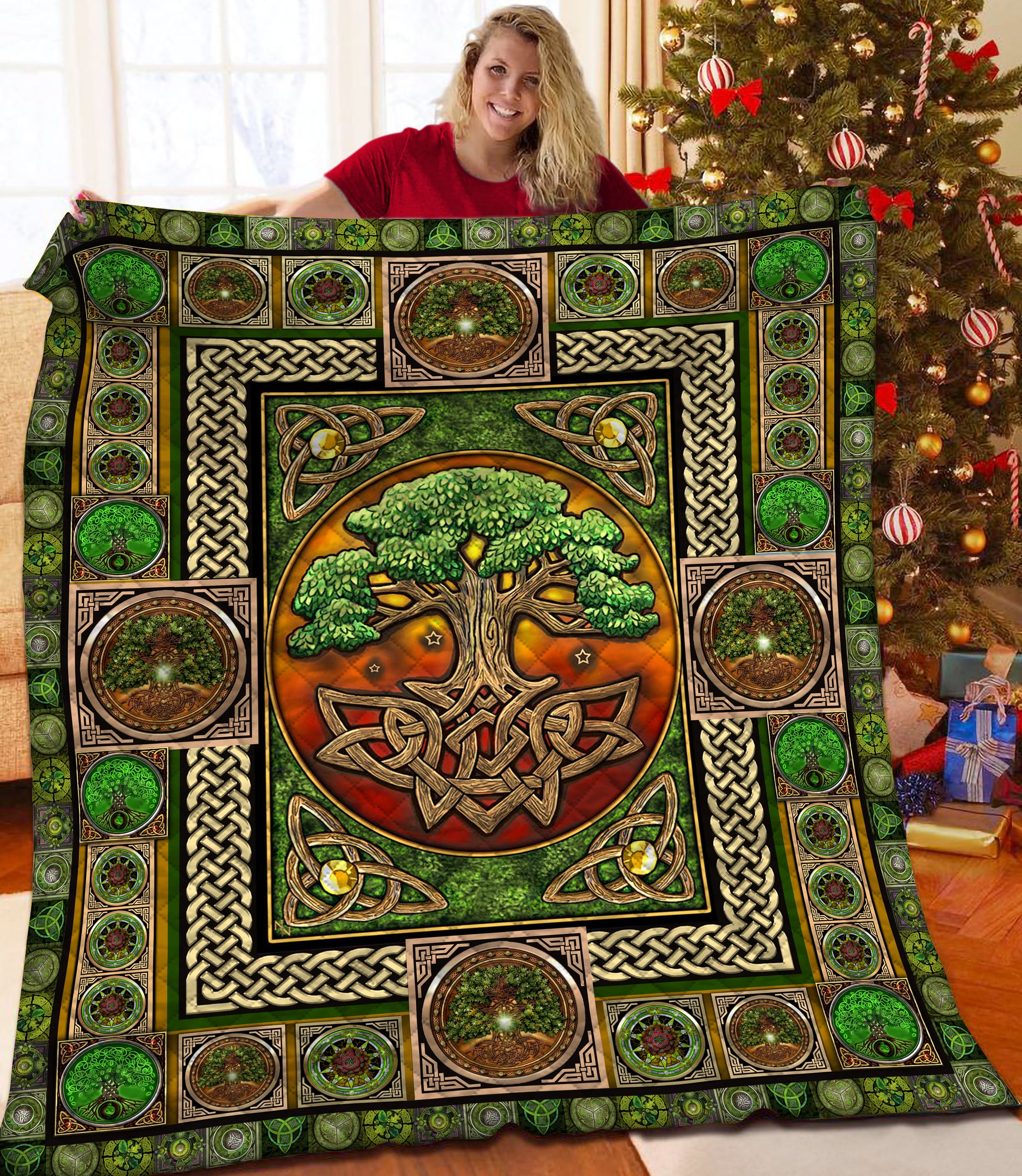 litzzy Tree Of Life HQT1510071 Fleece Blanket Quilt Blanket   