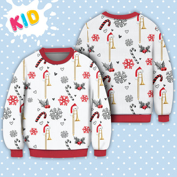 litzzy Trombone Christmas Pattern Sweater Christmas Knitted Print Sweatshirt - Best Gift For Christmas, Noel Malalan - Ugly Christmas Sweater Sweater Kid XS 