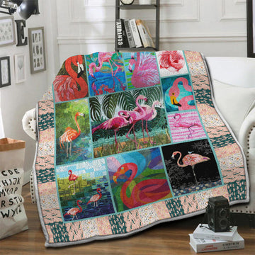 litzzy Tropical Flamingo Fleece Blanket HST1910443 Fleece Blanket   