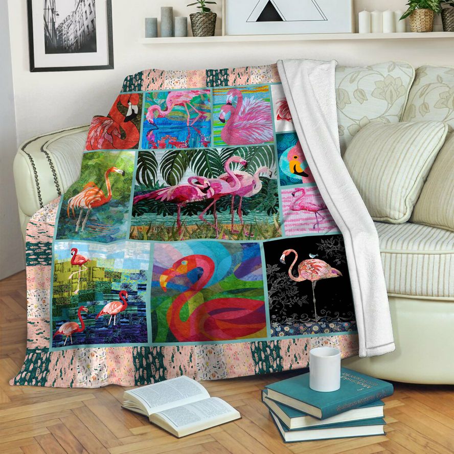 litzzy Tropical Flamingo Fleece Blanket HST1910443 Fleece Blanket   