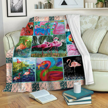 litzzy Tropical Flamingo Fleece Blanket HST1910443 Fleece Blanket   