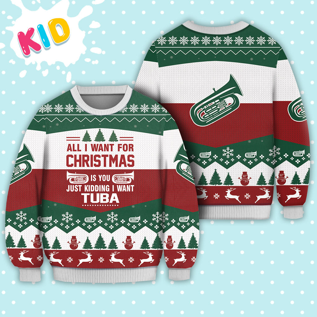 litzzy Tuba All I want for Christmas Sweater Christmas Knitted Print Sweatshirt - Best Gift For Christmas, Noel Malalan - Christmas Signature - Ugly Christmas Sweater TB82689 Sweater Kid XS 