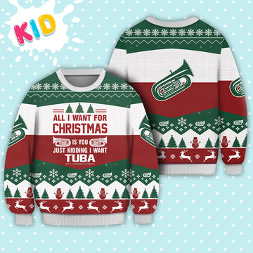 litzzy Tuba All I want for Christmas Sweater Christmas Knitted Print Sweatshirt - Best Gift For Christmas, Noel Malalan - Christmas Signature - Ugly Christmas Sweater TB82689 Sweater Kid XS 
