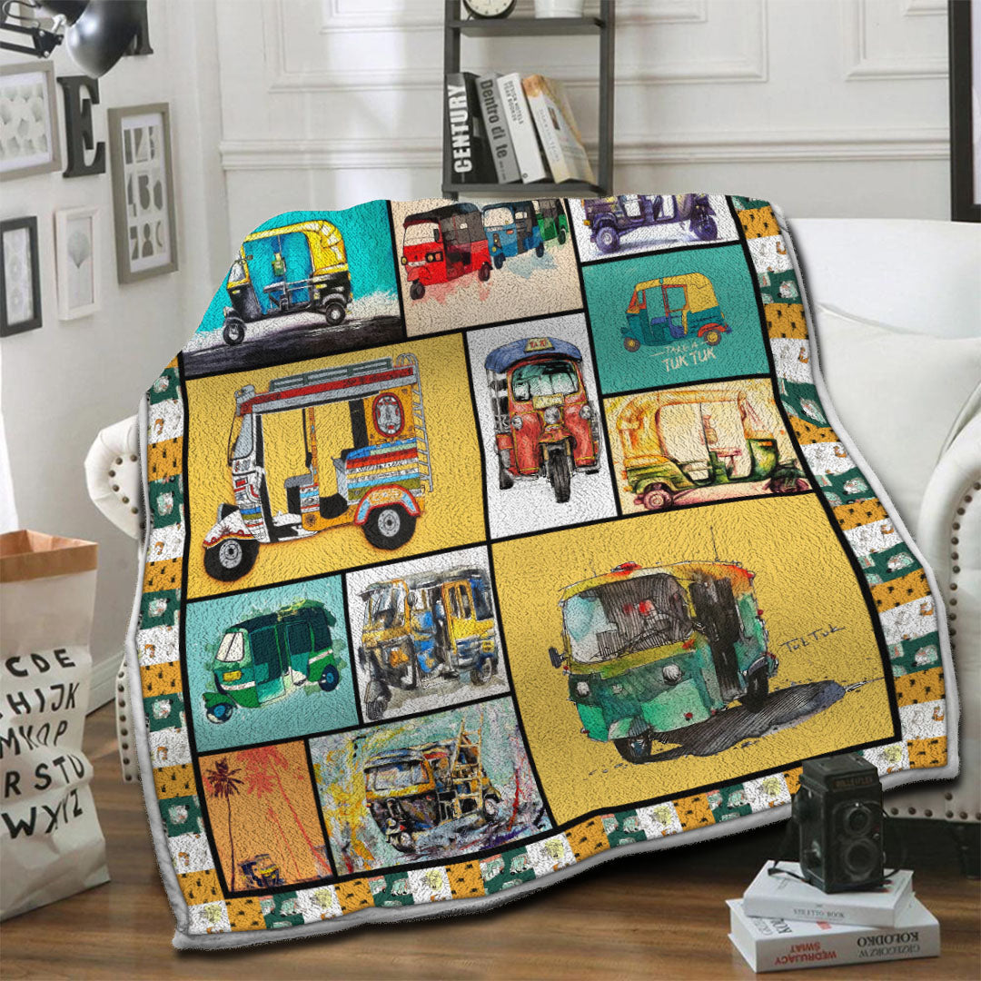 litzzy Tuk Tuk Fleece Blanket HST19101386 Fleece Blanket   