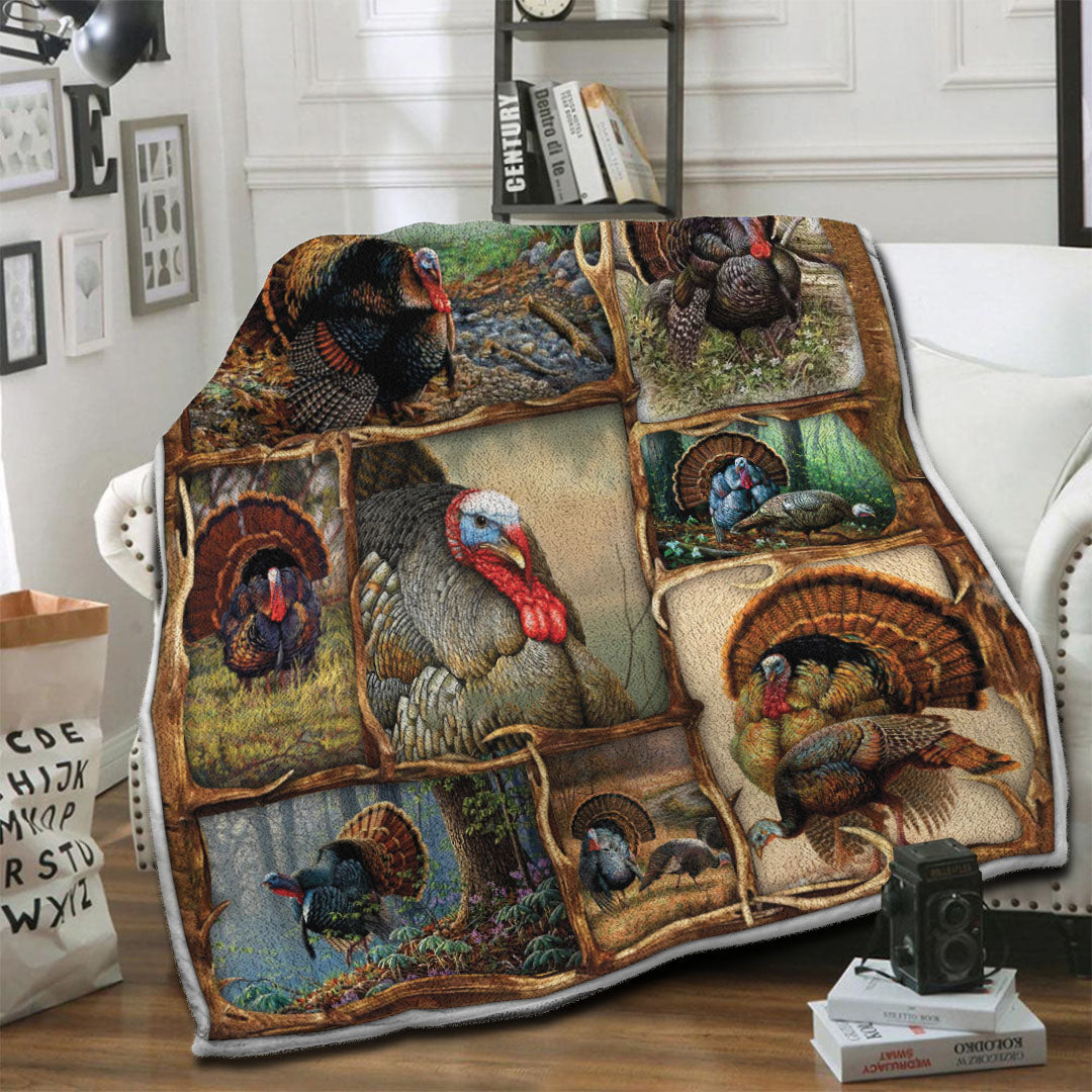 litzzy Turkey Fleece Blanket STQ231010NL Fleece Blanket   