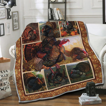 litzzy Turkey Fleece Blanket STQ231011NL Fleece Blanket   