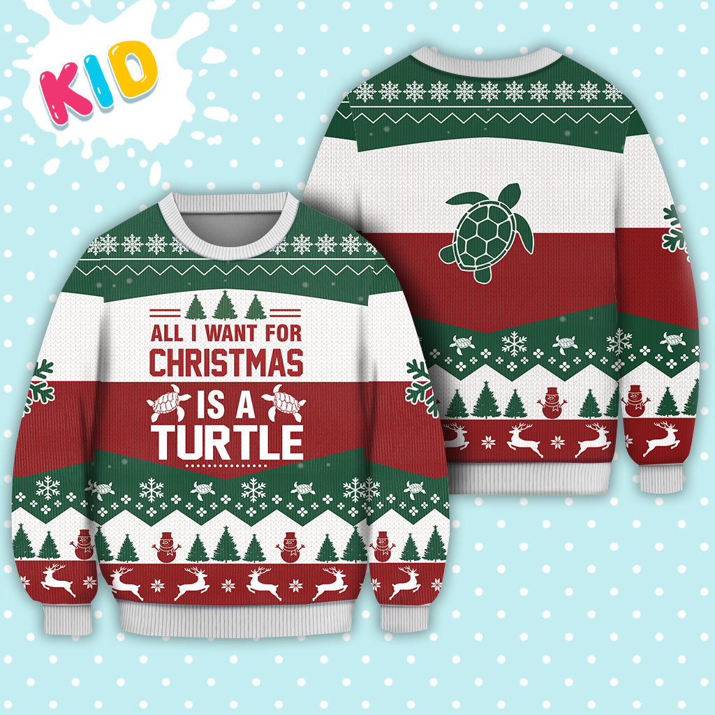 litzzy Turtle All I Want for Christmas Sweater Christmas Knitted Print Sweatshirt - Best Gift For Christmas, Noel Malalan - Christmas Signature - Ugly Christmas Sweater Sweater Kid XS 