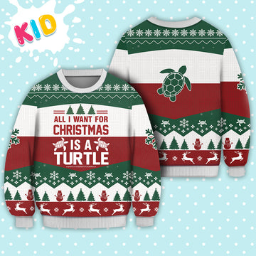 litzzy Turtle All I Want for Christmas Sweater Christmas Knitted Print Sweatshirt - Best Gift For Christmas, Noel Malalan - Christmas Signature - Ugly Christmas Sweater Sweater Kid XS 