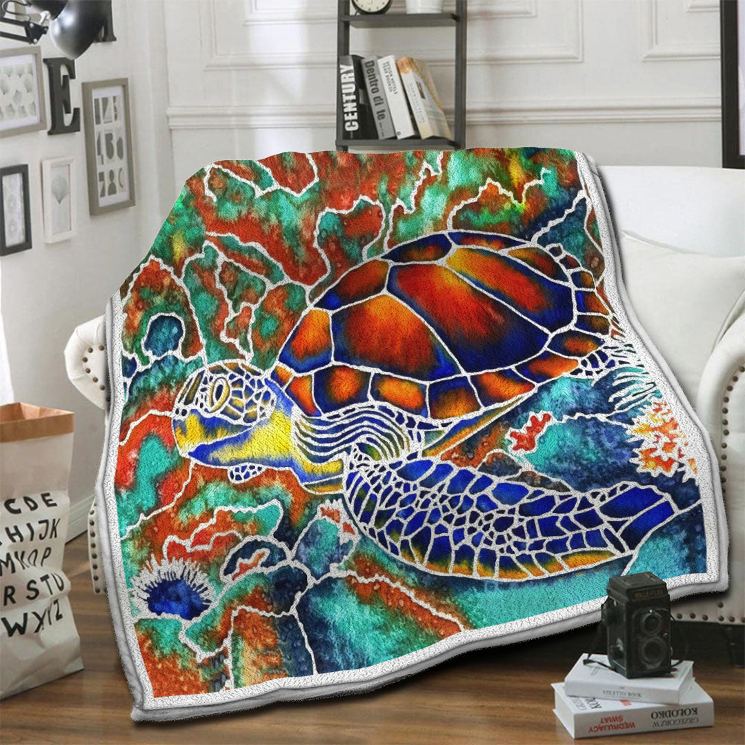 litzzy Turtle Fleece Blanket STQ291028NB Fleece Blanket   