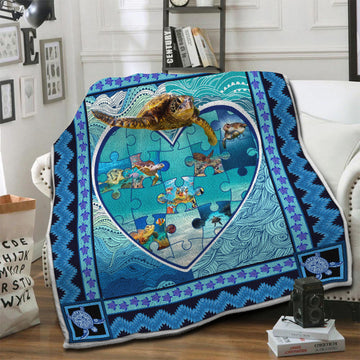 litzzy Turtle Fleece Blanket STQ291031NB Fleece Blanket   