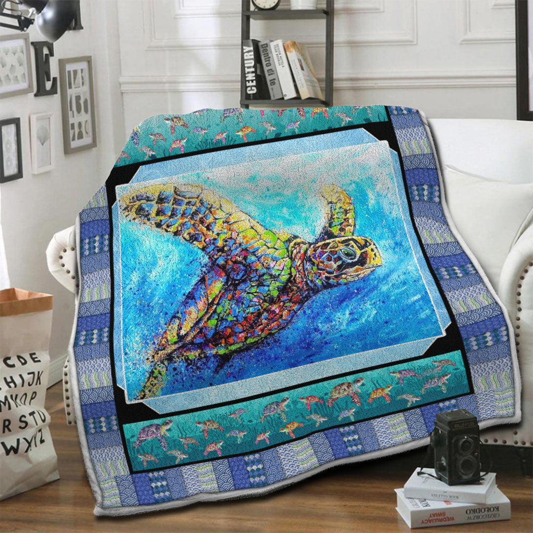litzzy Turtle Fleece Blanket HST19101387 Fleece Blanket   
