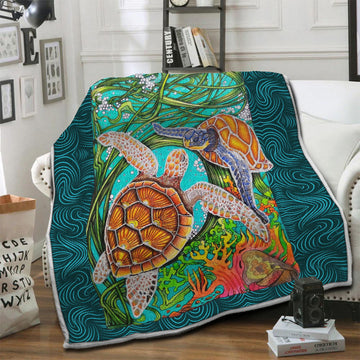 litzzy Turtle Fleece Blanket HST19101391 Fleece Blanket   