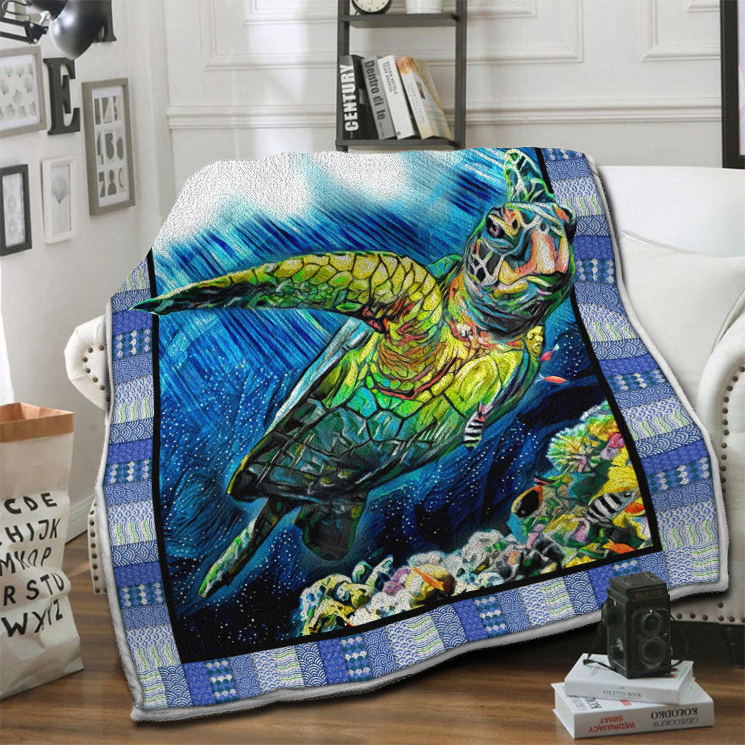 litzzy Turtle Fleece Blanket HST19101564 Fleece Blanket   