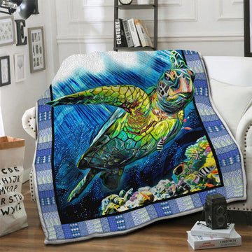 litzzy Turtle Fleece Blanket HST19101564 Fleece Blanket   