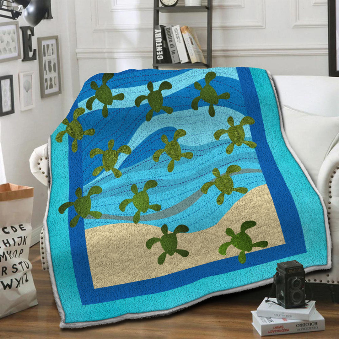 litzzy Turtle Fleece Blanket HST19101566 Fleece Blanket   