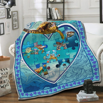 litzzy Turtle Fleece Blanket HST19102485 Fleece Blanket   