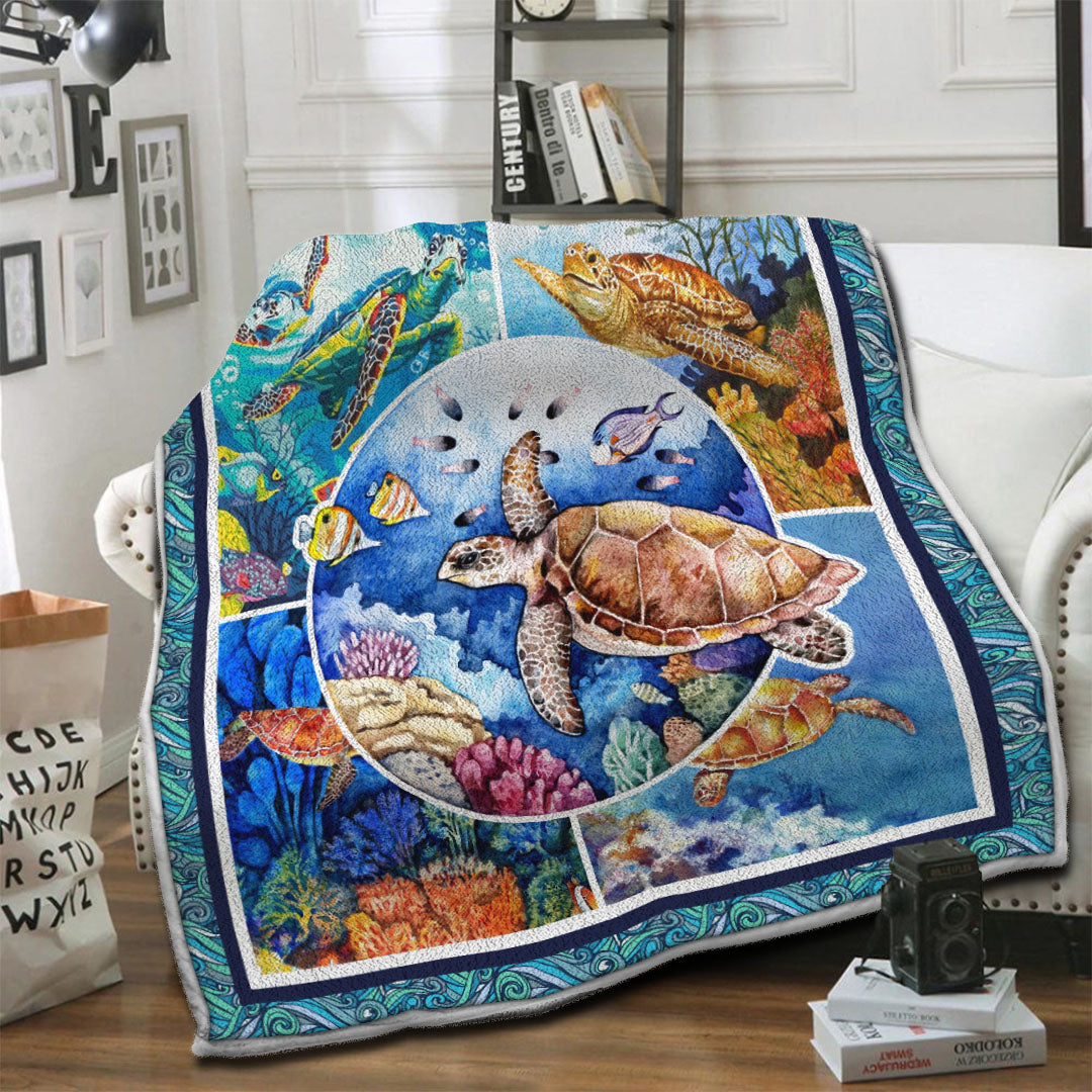 litzzy Turtle Fleece Blanket HST19102488 Fleece Blanket   