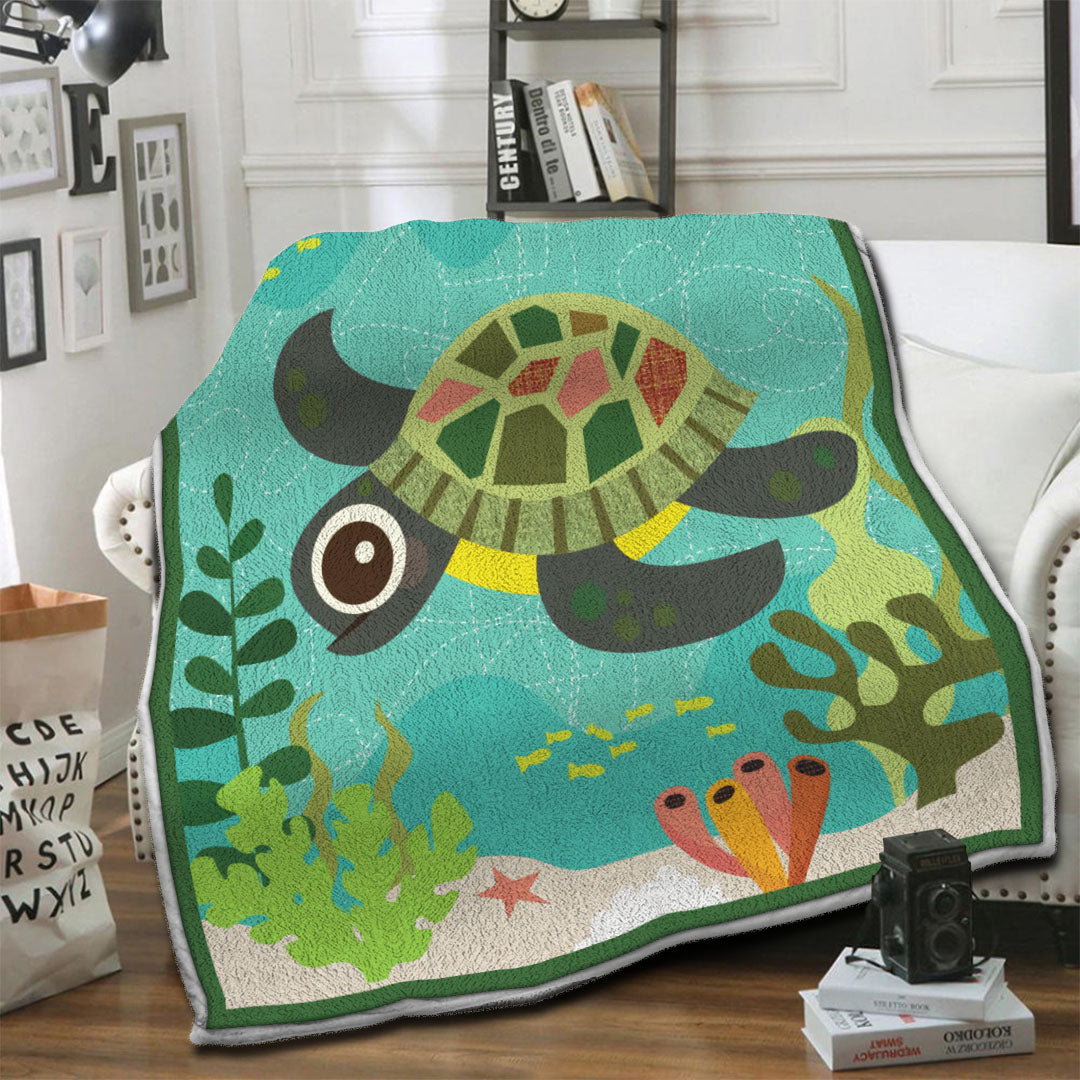 litzzy Turtle Fleece Blanket HST19102491 Fleece Blanket   