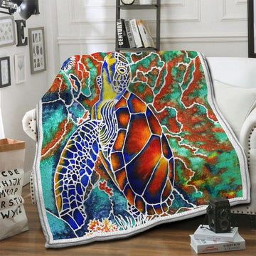 litzzy Turtle Fleece Blanket HST19102493 Fleece Blanket   
