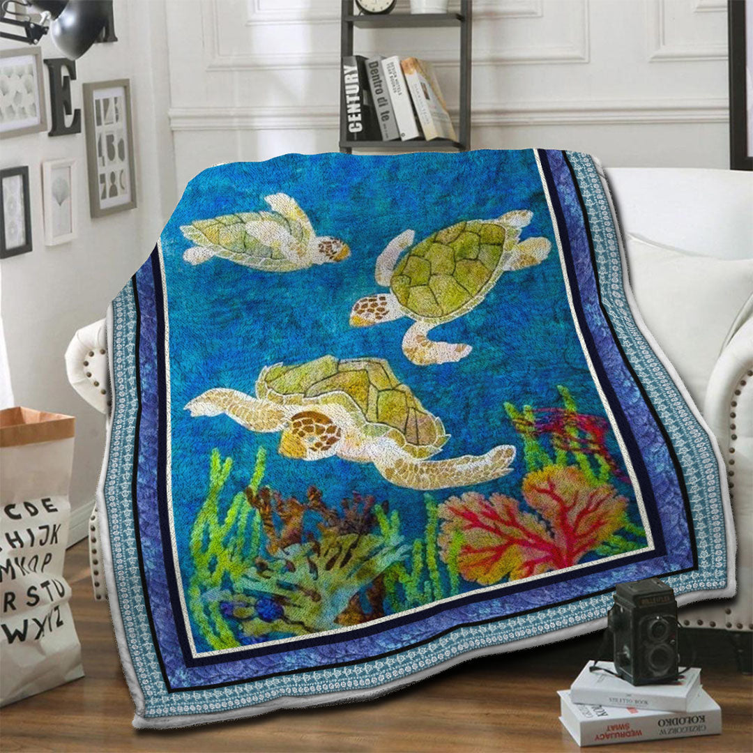 litzzy Turtle Fleece Blanket HST19102503 Fleece Blanket   