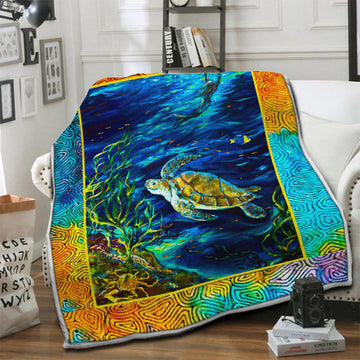 litzzy Turtle Fleece Blanket HST19102504 Fleece Blanket   