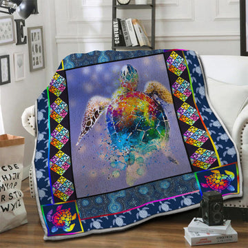 litzzy Turtle Fleece Blanket HST19102505 Fleece Blanket   
