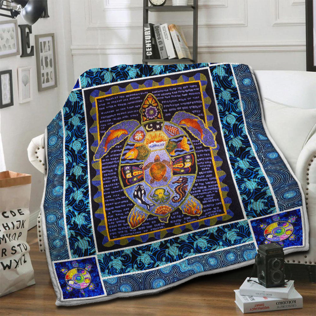 litzzy Turtle Fleece Blanket HST19102508 Fleece Blanket   