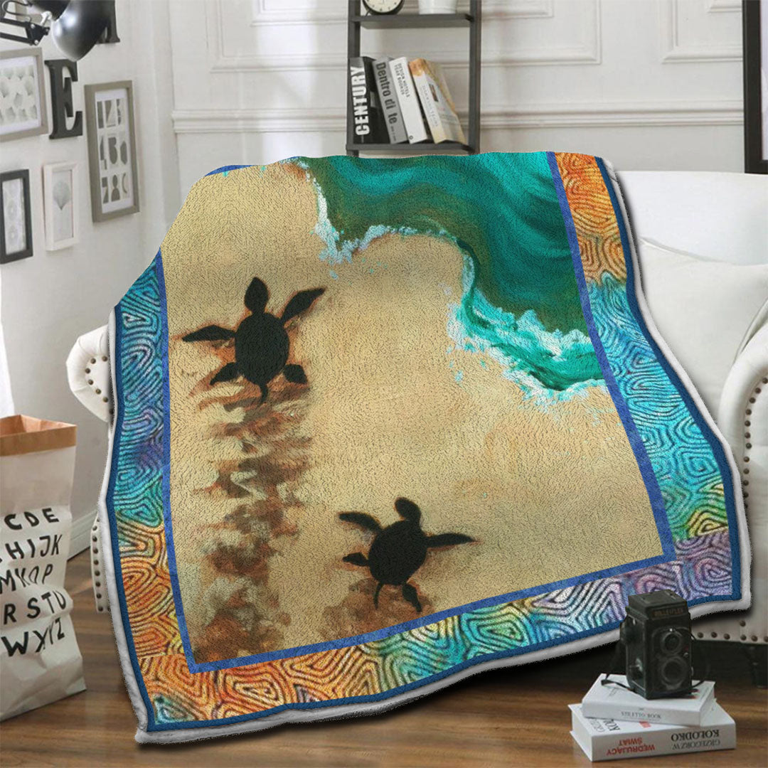 litzzy Turtle Fleece Blanket HST19102513 Fleece Blanket   