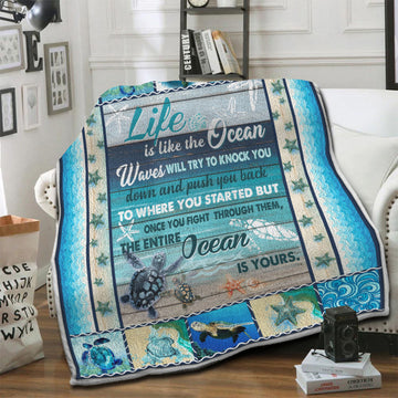 litzzy Turtle Fleece Blanket HST19102514 Fleece Blanket   