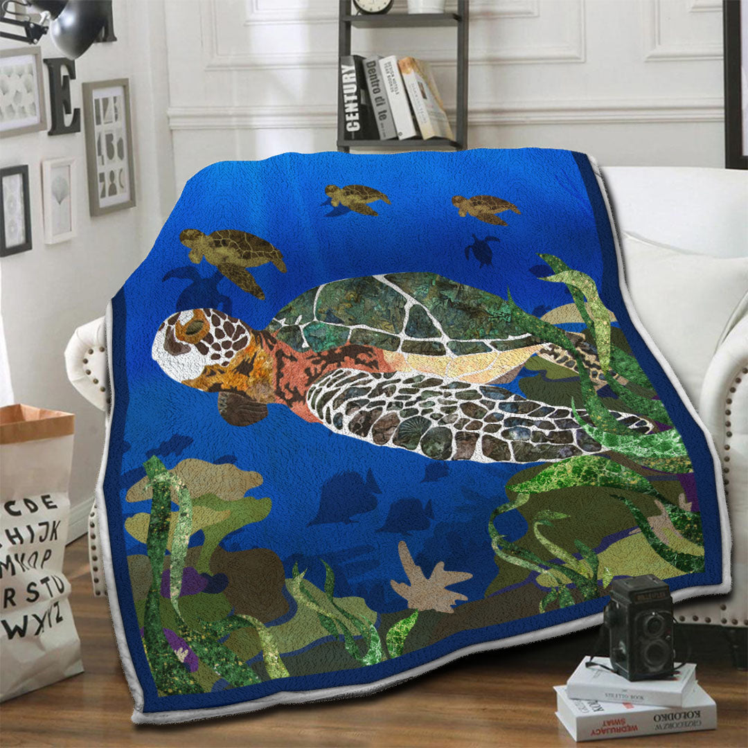 litzzy Turtle Fleece Blanket HST19102515 Fleece Blanket   