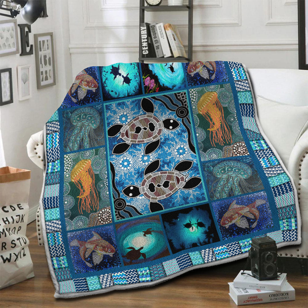 litzzy Turtle Fleece Blanket HST19102519 Fleece Blanket   