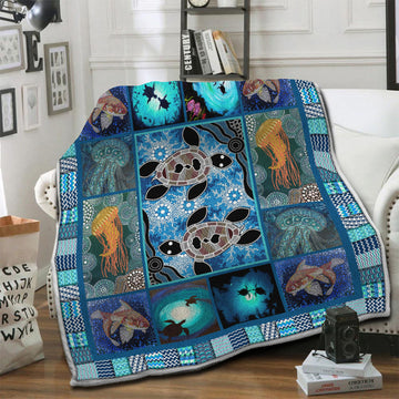 litzzy Turtle Fleece Blanket HST19102519 Fleece Blanket   